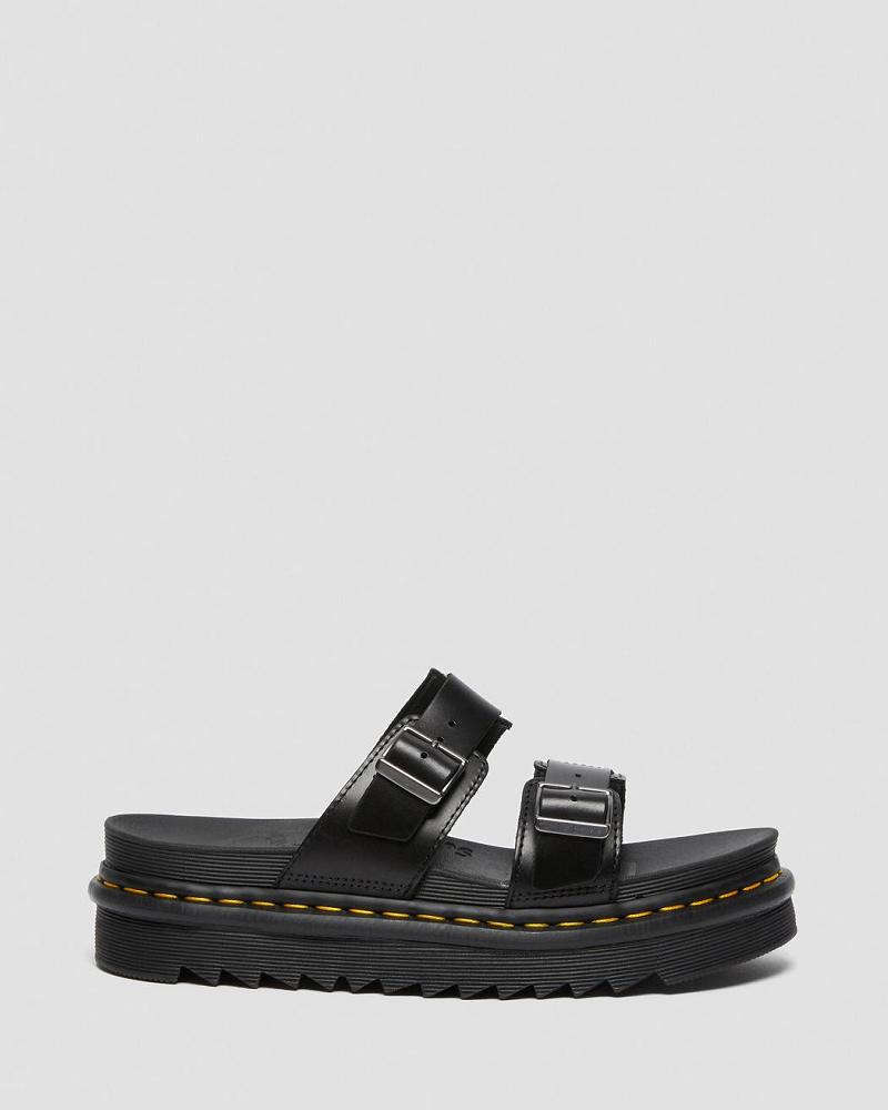 Sandalias Deslizantes Dr Martens Myles Brando Cuero Hebilla Hombre Negros | MX 170NWY